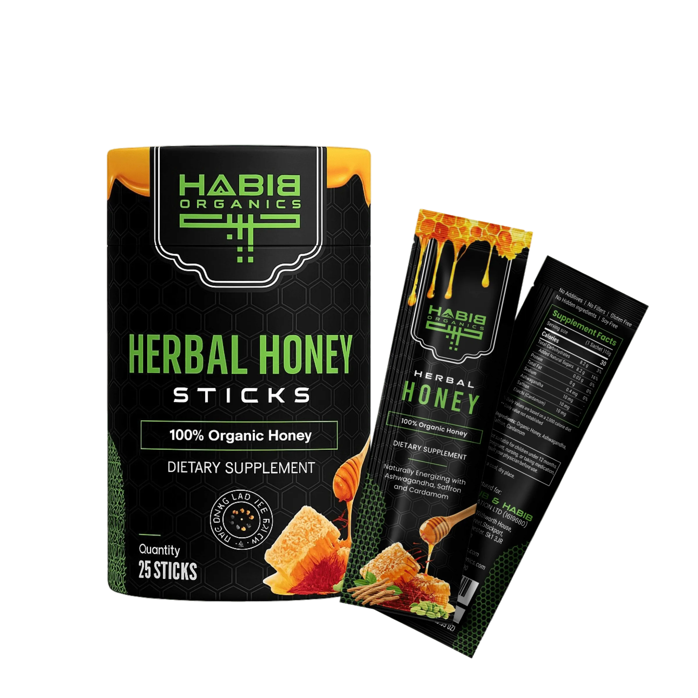 Herbal Honey Sticks with Ashwagandha, Saffron and Elaichi (Cardamom)